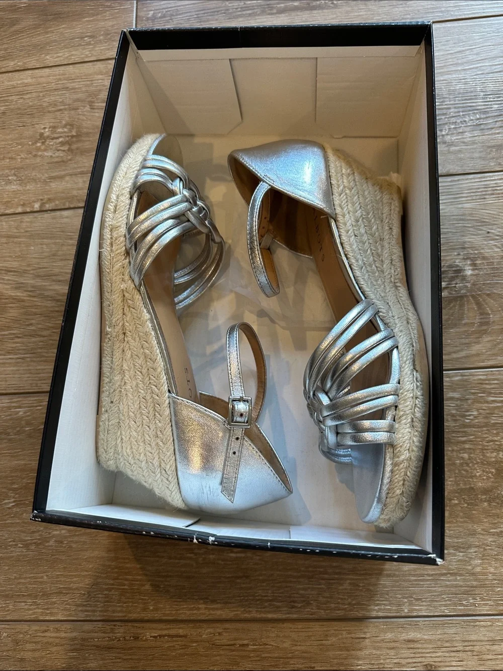 Talbots Silver Lyndsay Woven Espradilles Wedges Size 8
